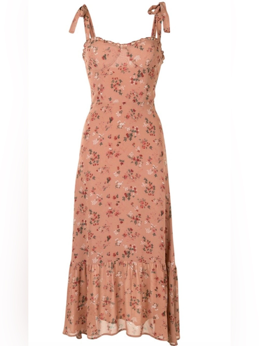 Reformation Dusty Rose Floral Tie-Shoulder Maxi Dress
